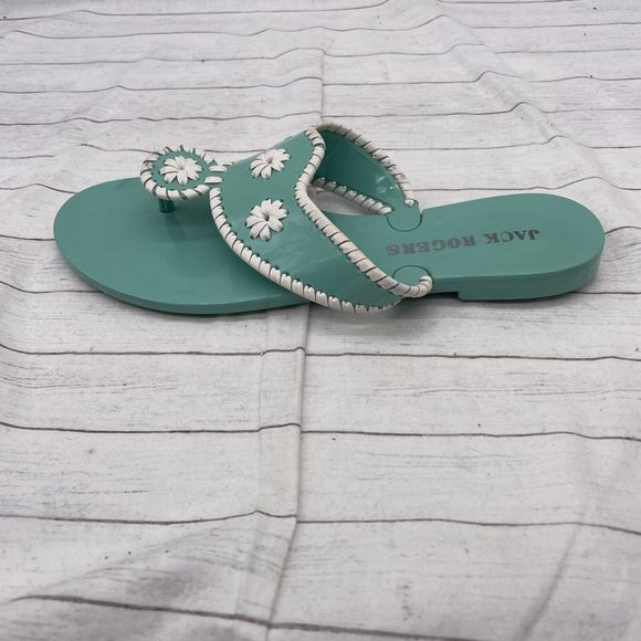 Jack Rogers Womens Mint Green (blueish) White Sandals Size US 6 Hard Plastic - Picture 2 of 10